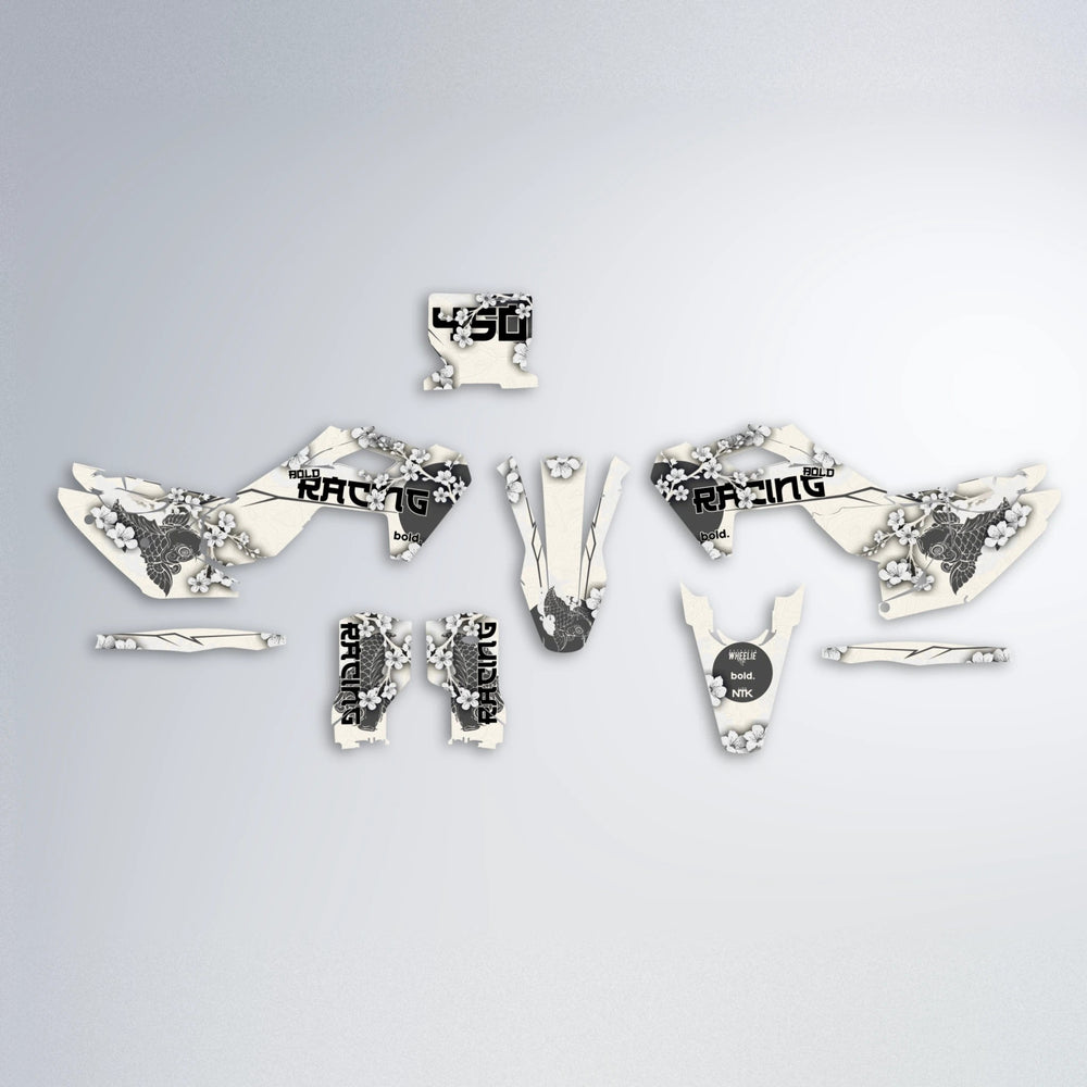 KOI Husqvarna FE/TE graphics kit parts layout in White