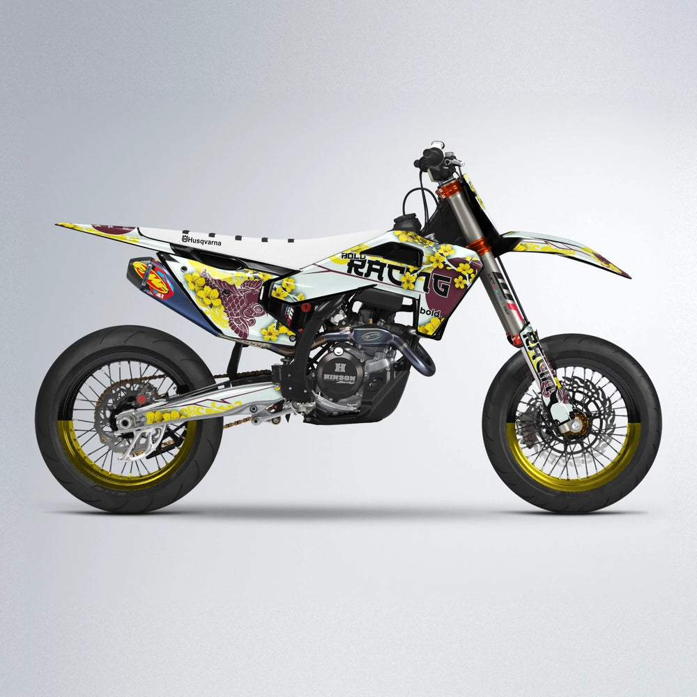 KOI Husqvarna FE/TE supermoto graphics kit in Yellow