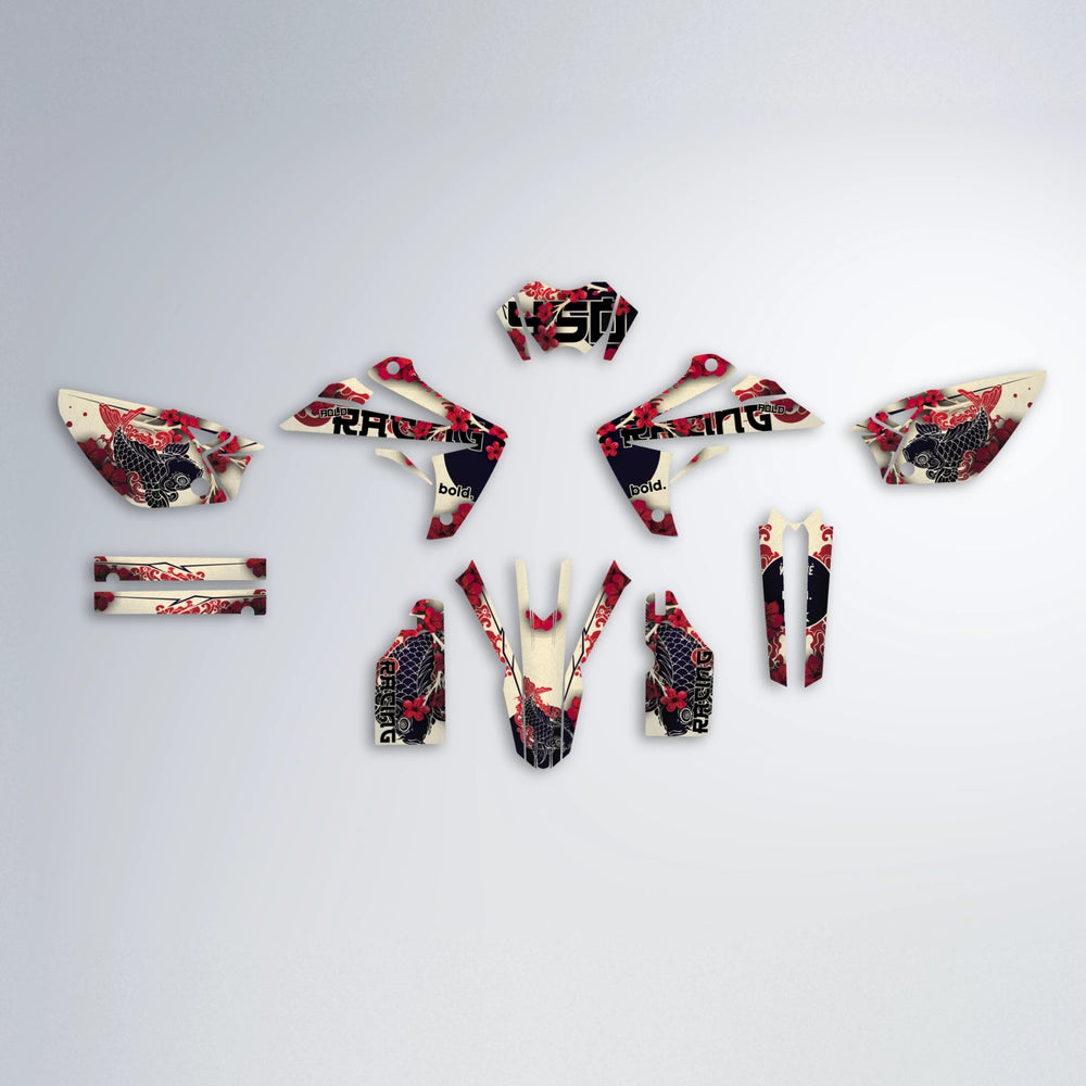 KOI Rieju MRT graphics kit parts layout in Black & Red