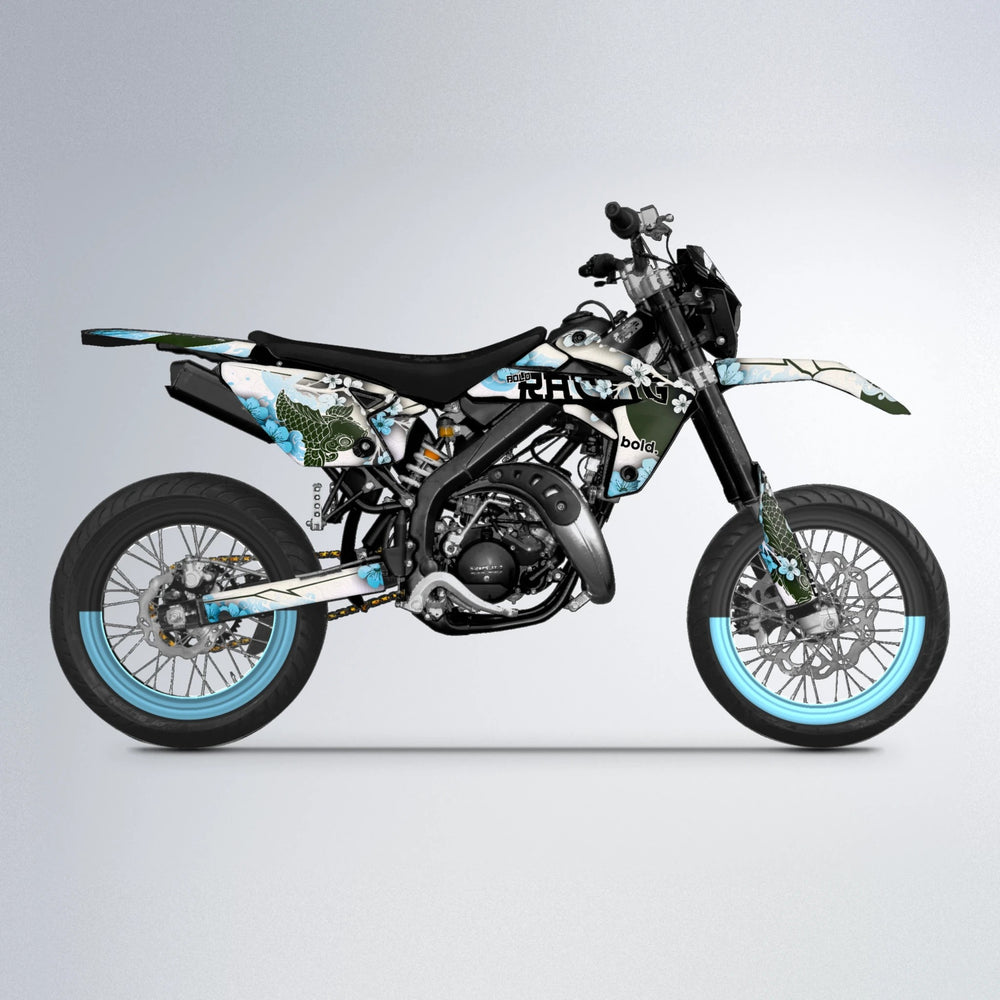 KOI Rieju MRT supermoto graphics kit in Light Blue & White