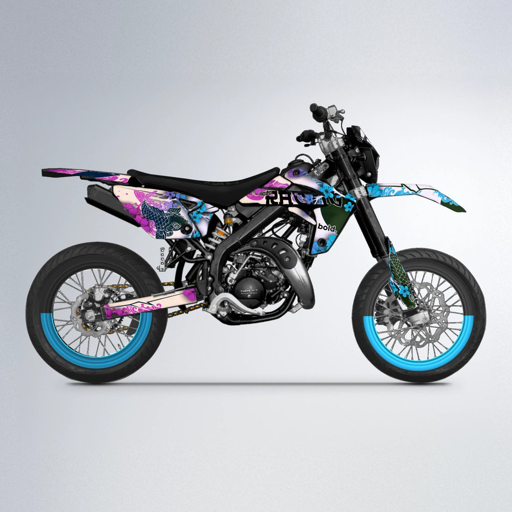KOI Rieju MRT supermoto graphics kit in Pink & Light Blue