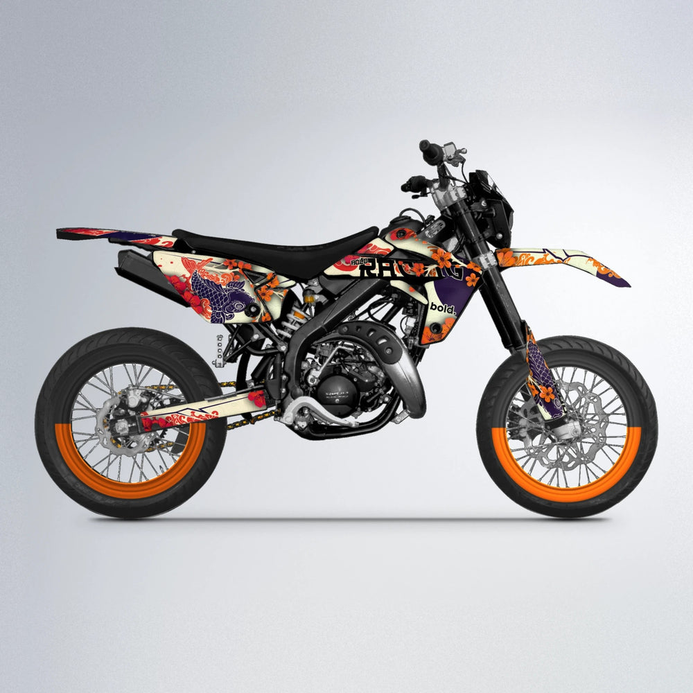 KOI Rieju MRT supermoto graphics kit in Red & Orange