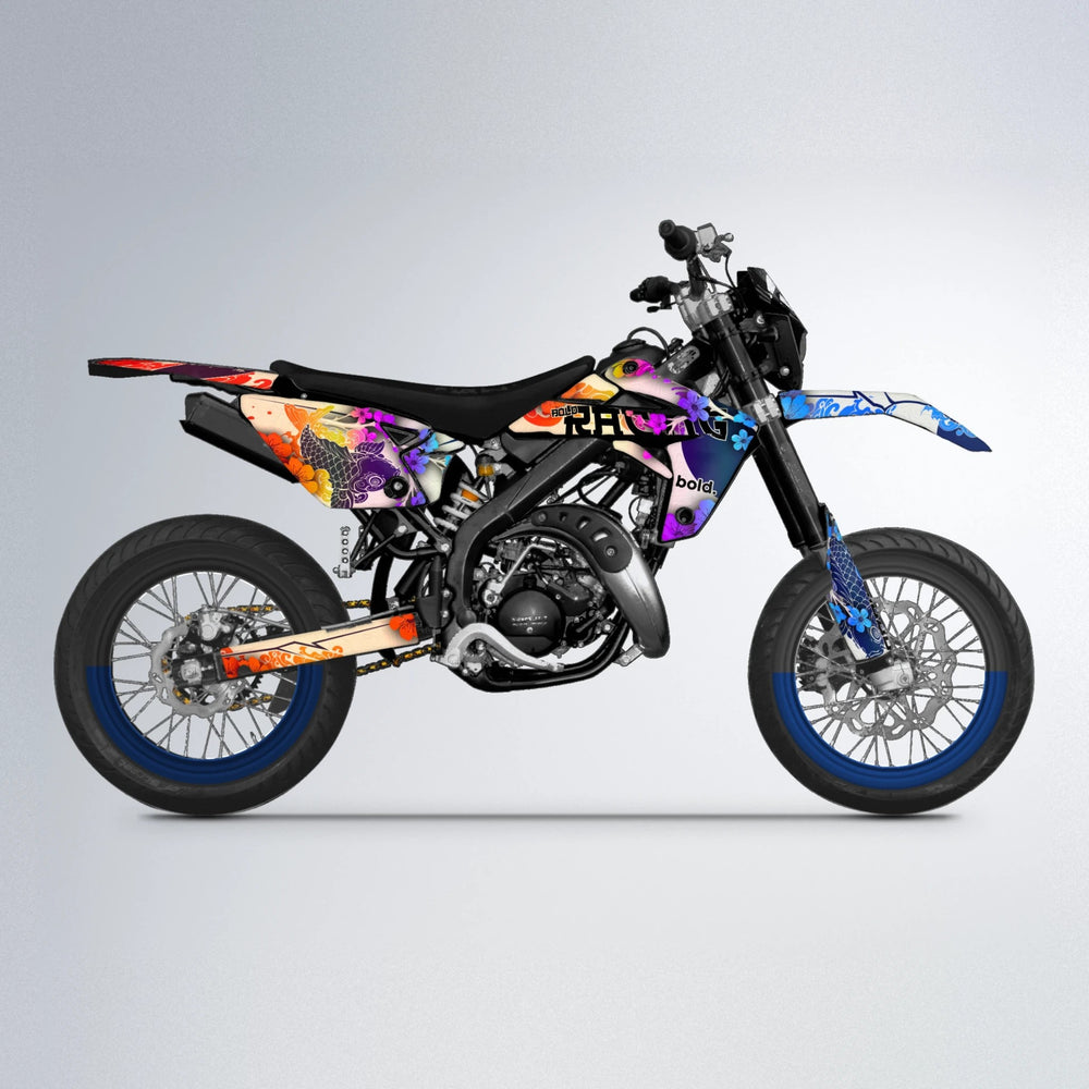 KOI Rieju MRT supermoto graphics kit in Sunset Fade