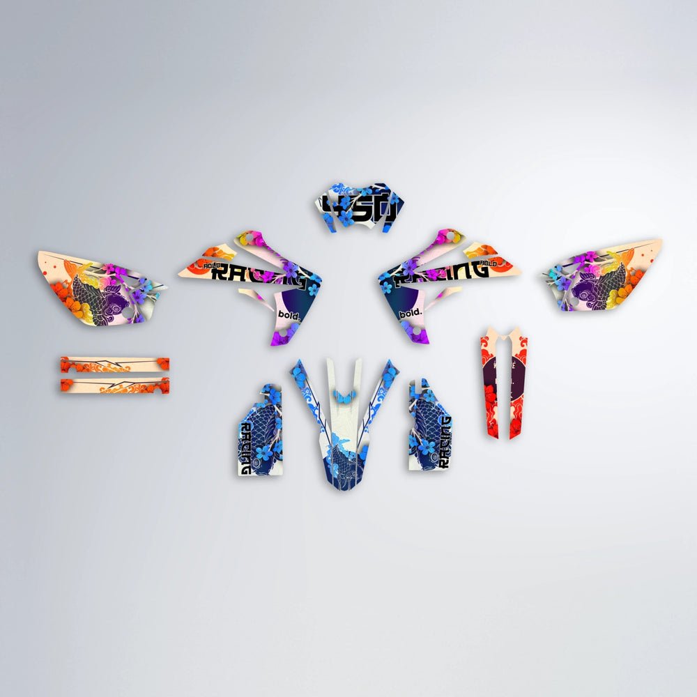 KOI Rieju MRT graphics kit parts layout in Sunset Fade