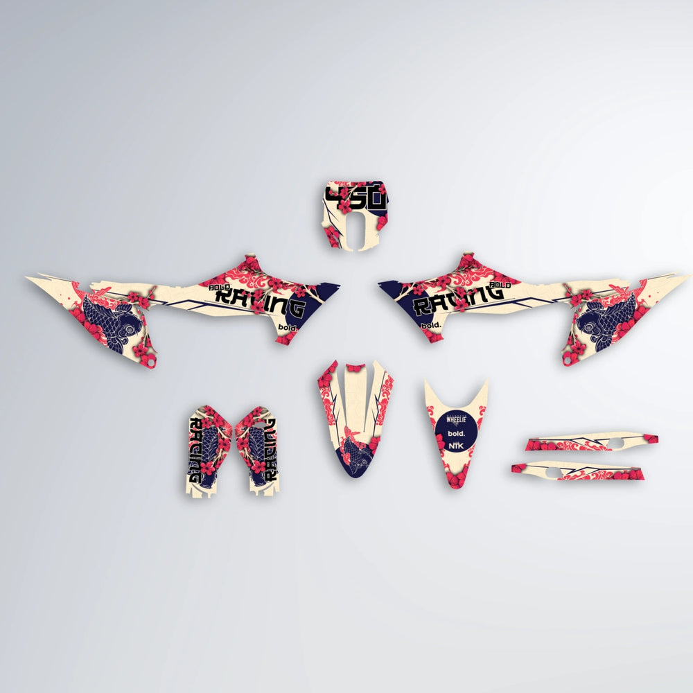 KOI Stark Varg MX graphics kit parts layout in Custom Colour