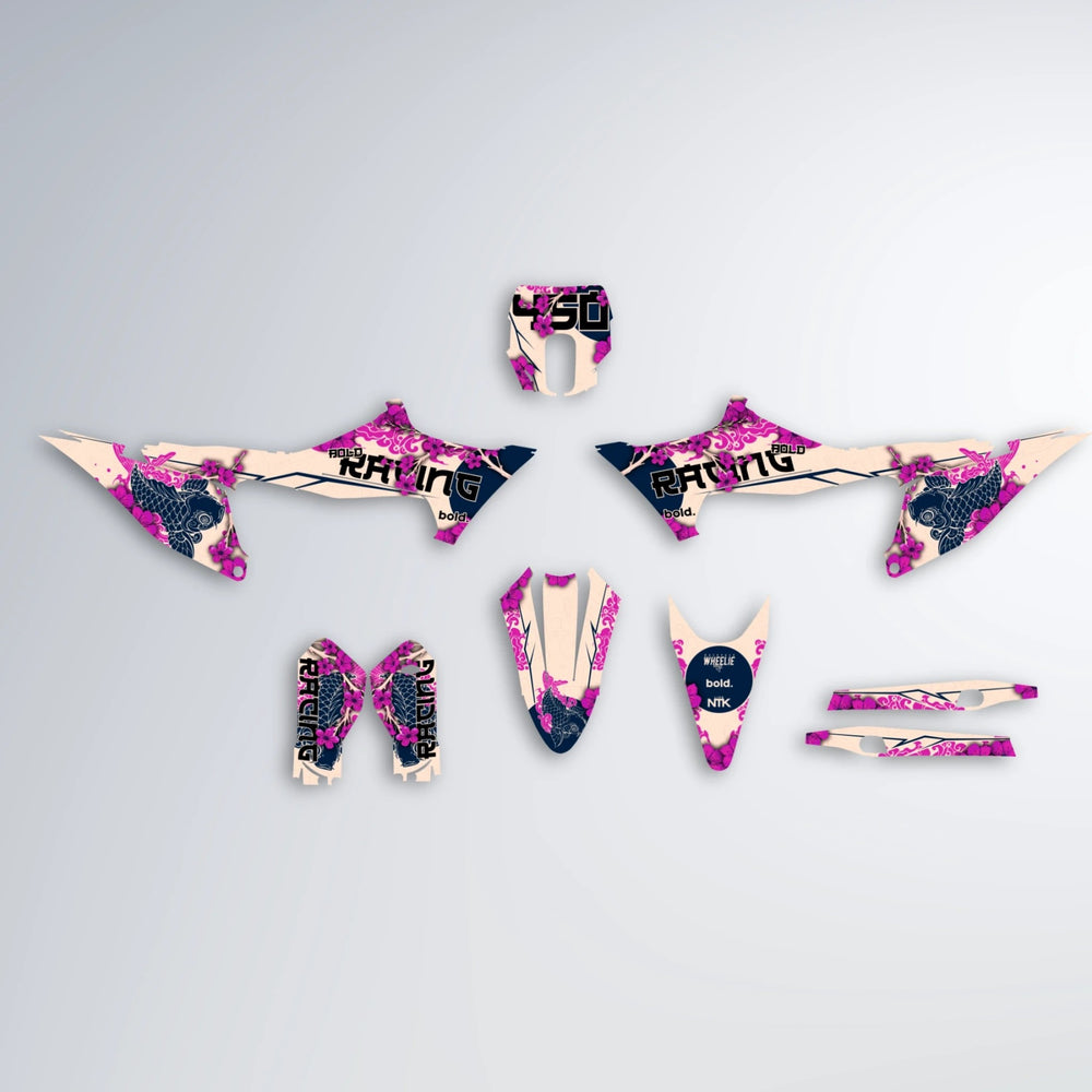 KOI Stark Varg MX graphics kit parts layout in Pink