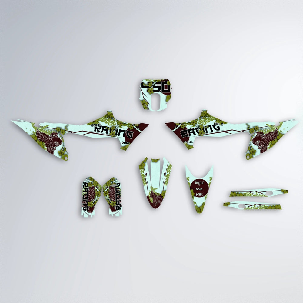 KOI Stark Varg SM graphics kit parts layout in Olive