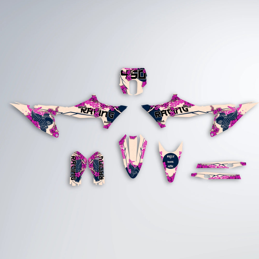 KOI Stark Varg SM graphics kit parts layout in Pink