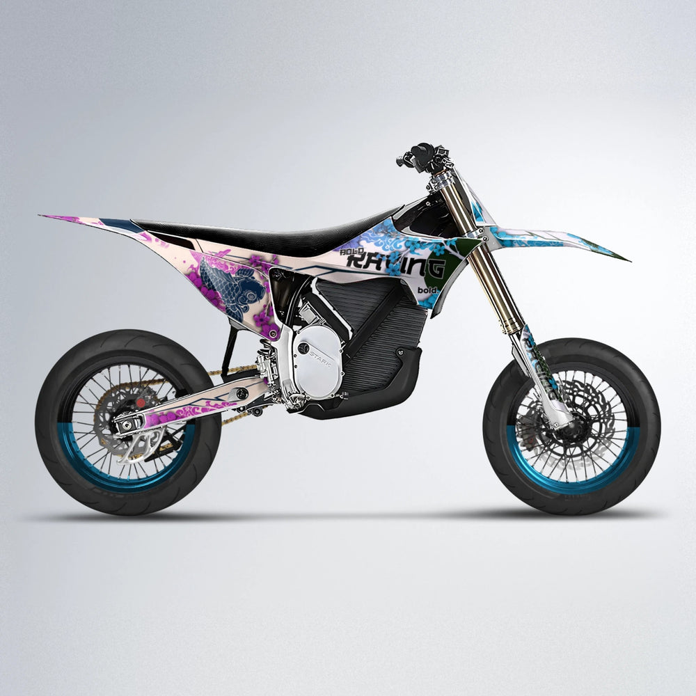 KOI Stark Varg SM supermoto graphics kit in Pink & Light Blue