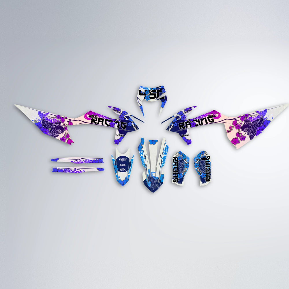 KOI graphics kit parts layout in Blue Purple Fade
