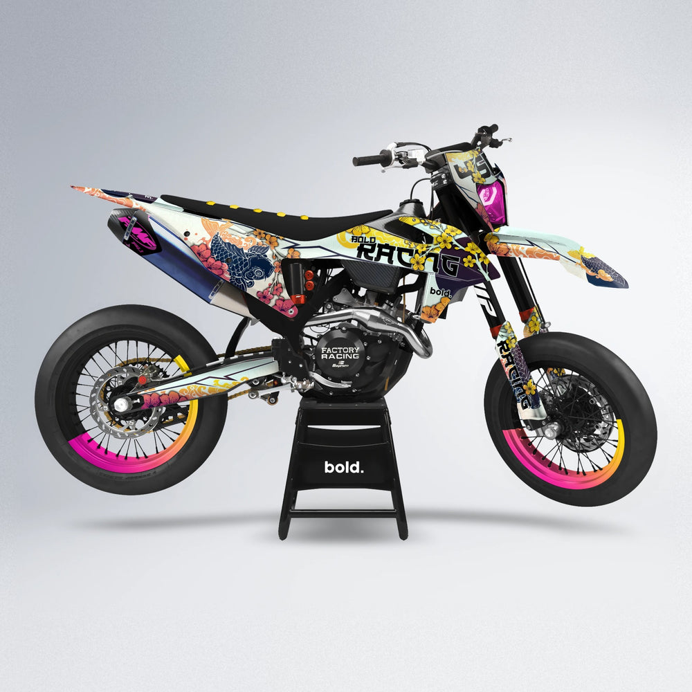 KOI supermoto graphics kit in Pink & Yellow