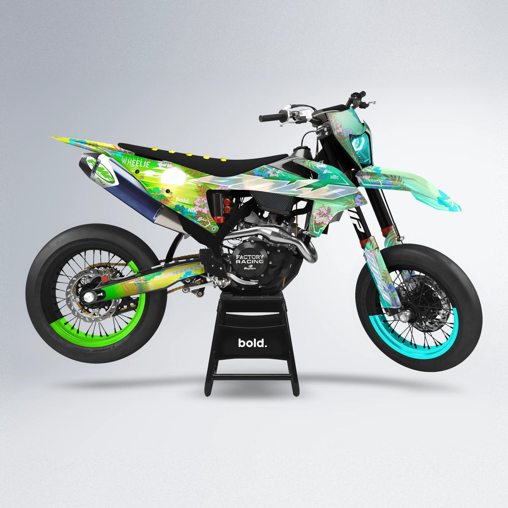 LAGOON supermoto graphics kit in Cyan & Green