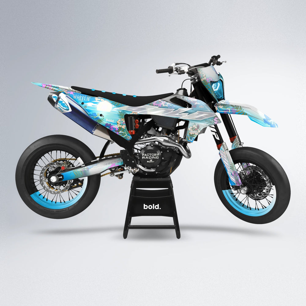 LAGOON supermoto graphics kit in Light Blue & White