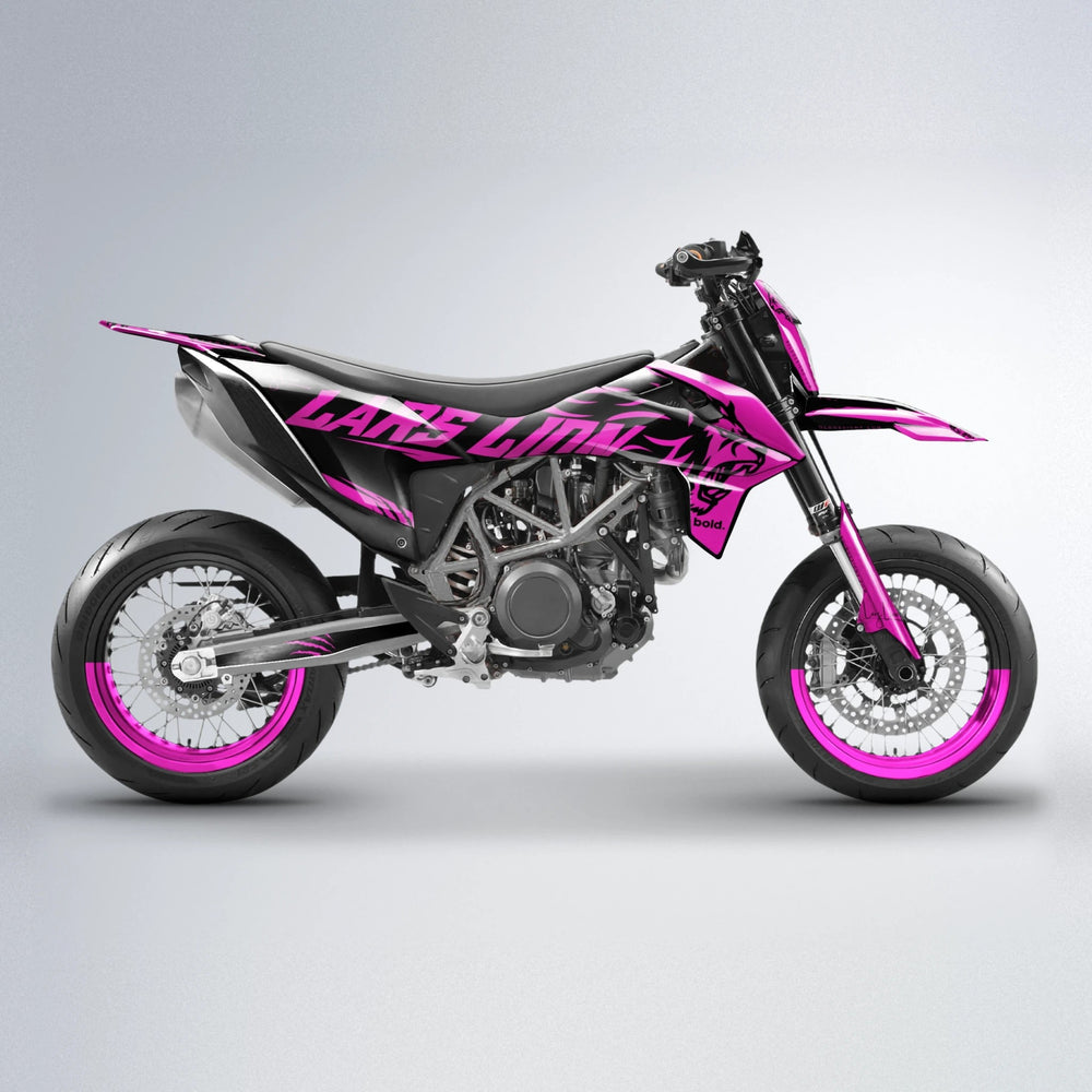 LARSLION KTM SMC 690 supermoto graphics kit in Pink