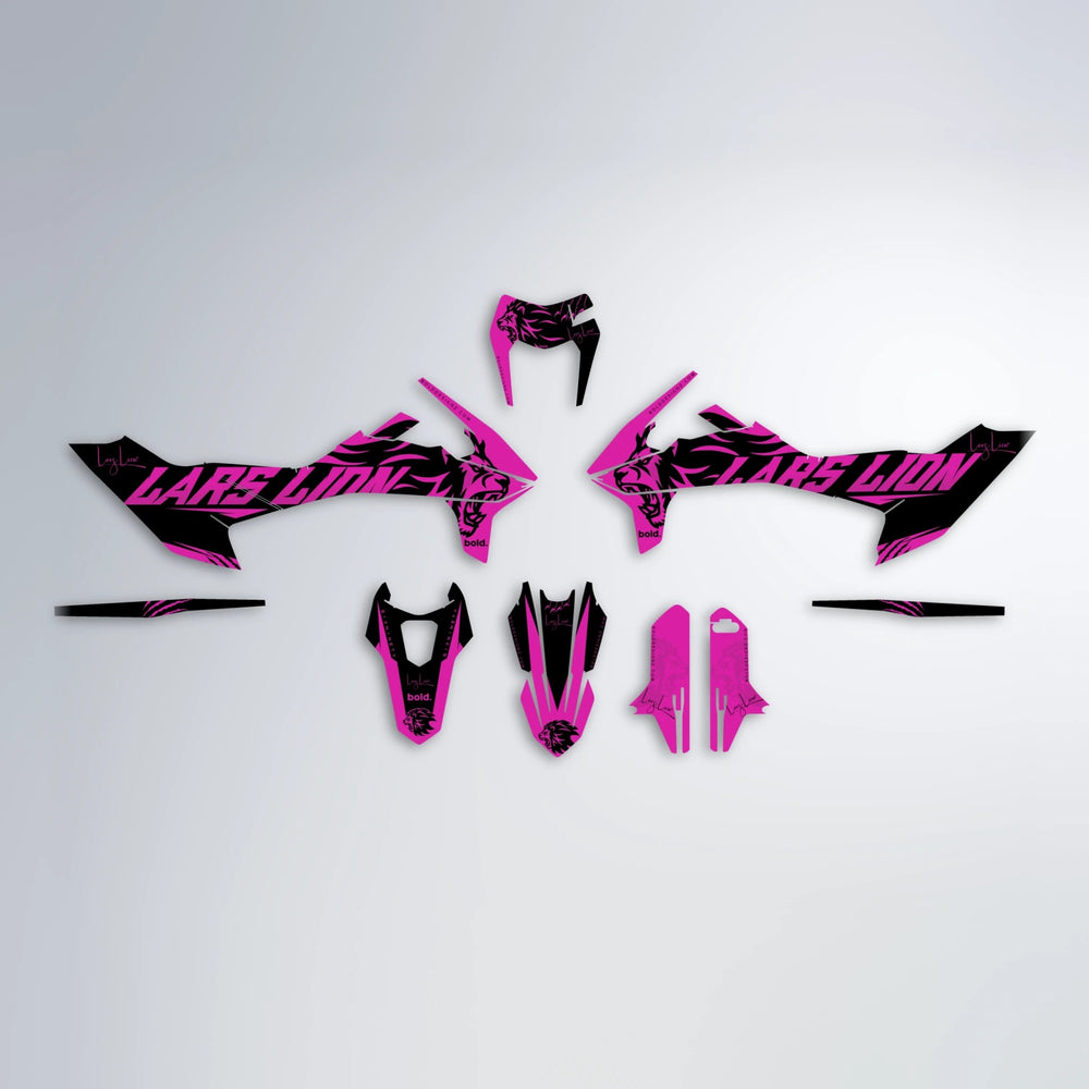 LARSLION KTM SMC 690 graphics kit parts layout in Pink