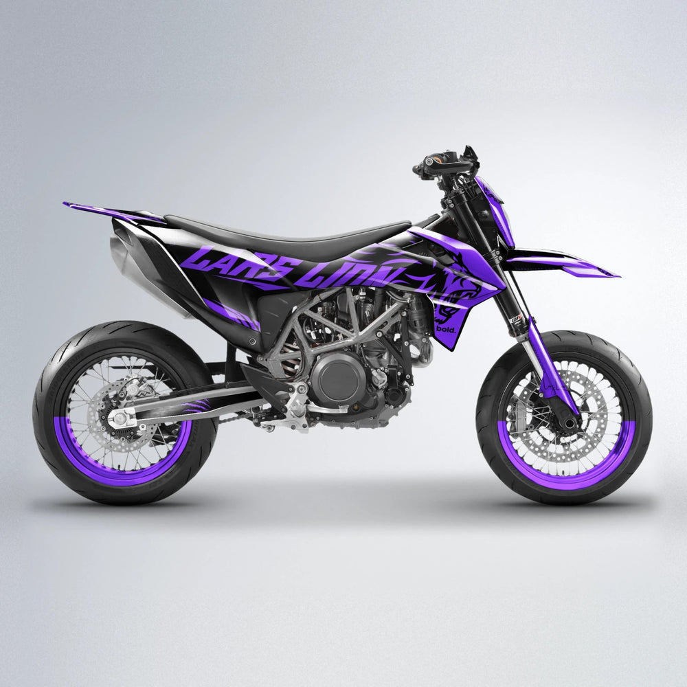 LARSLION KTM SMC 690 supermoto graphics kit in Purple
