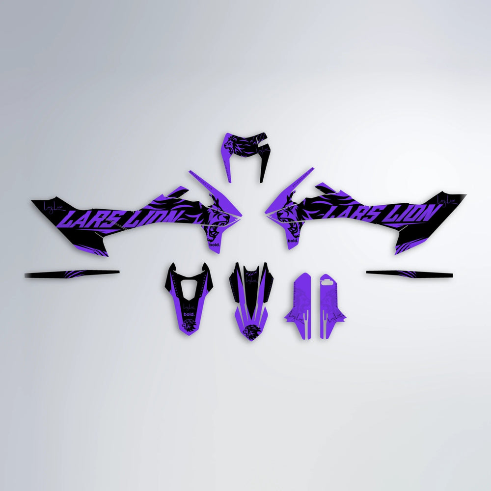 LARSLION KTM SMC 690 graphics kit parts layout in Purple