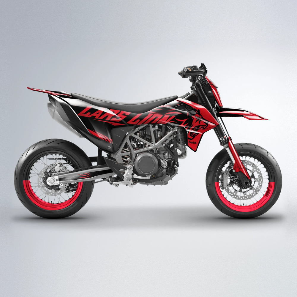 LARSLION KTM SMC 690 supermoto graphics kit in Red