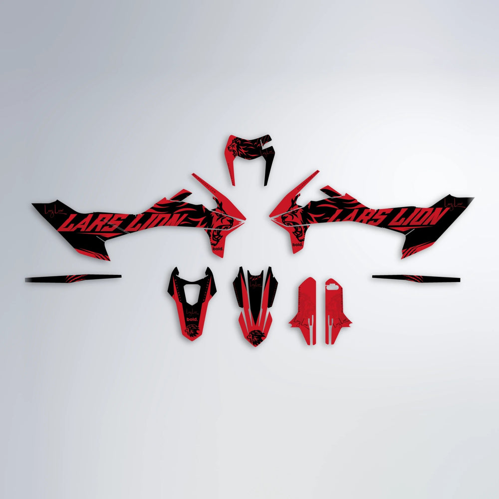 LARSLION KTM SMC 690 graphics kit parts layout in Red