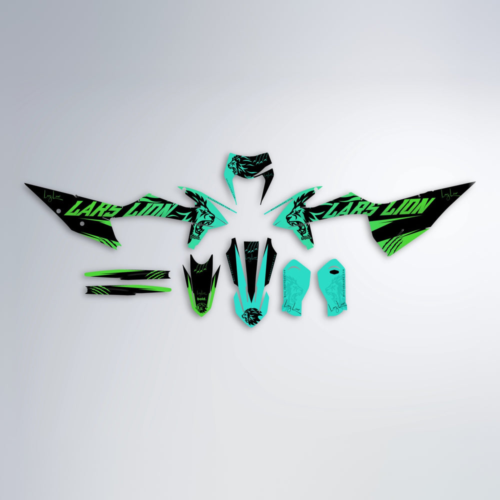 LARSLION graphics kit parts layout in Cyan & Green