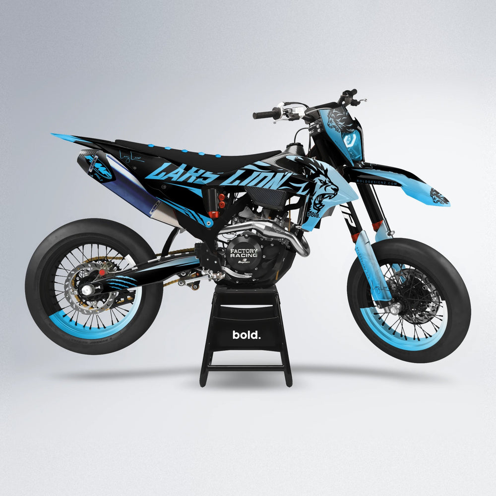 LARSLION supermoto graphics kit in Light Blue & White