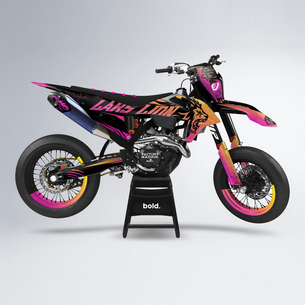 LARSLION supermoto graphics kit in Pink & Yellow