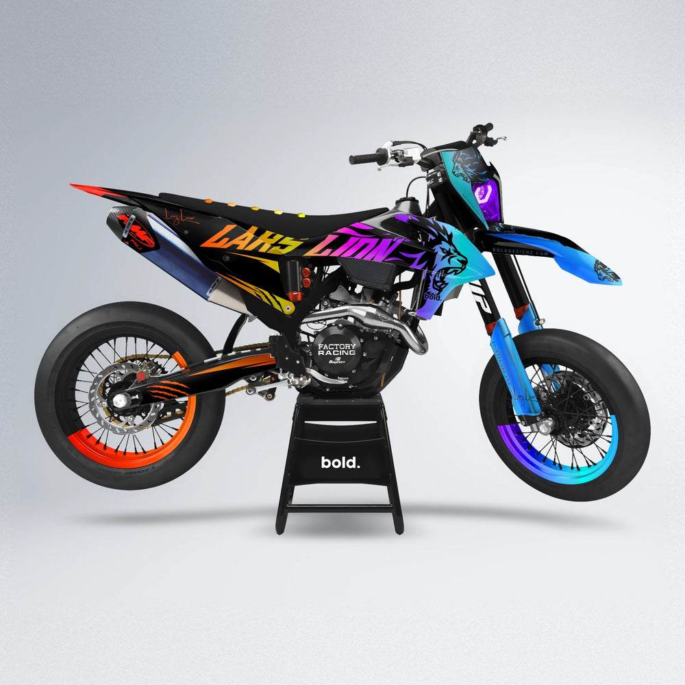 LARSLION supermoto graphics kit in Sunset Fade