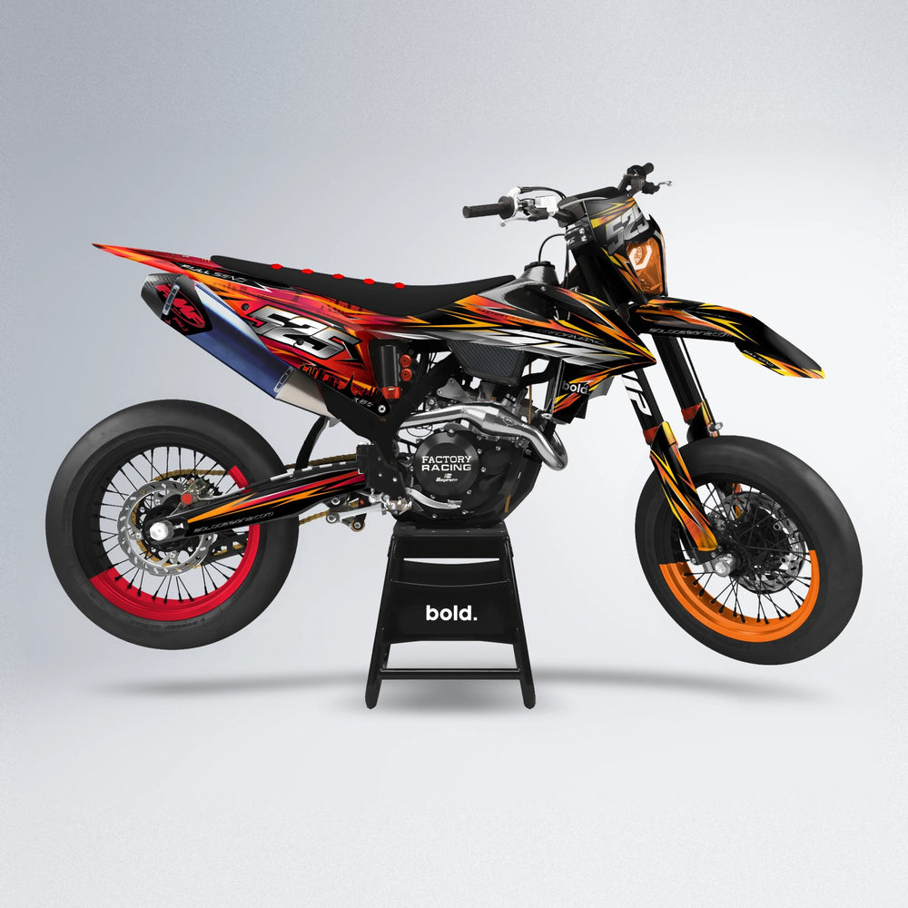 LIBERTY supermoto graphics kit in Red & Orange