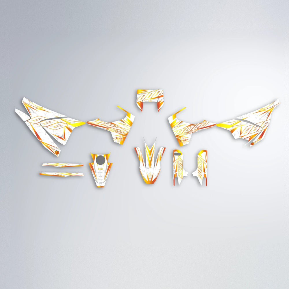 LINAAAROS Husqvarna 701 graphics kit parts layout in Orange & Yellow