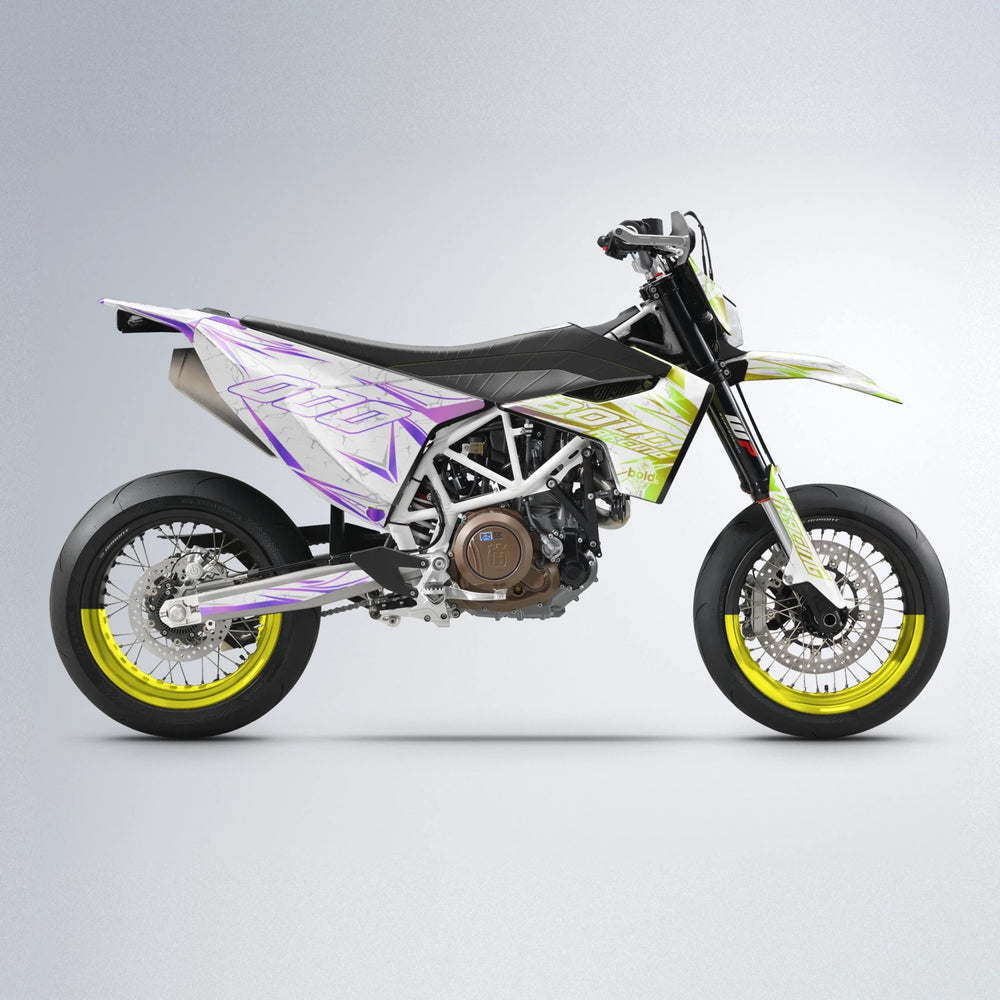 LINAAAROS Husqvarna 701 supermoto graphics kit in Purple & Yellow