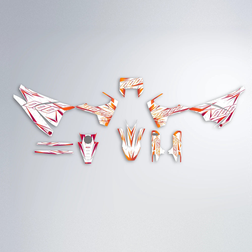 LINAAAROS Husqvarna 701 graphics kit parts layout in Red & Orange