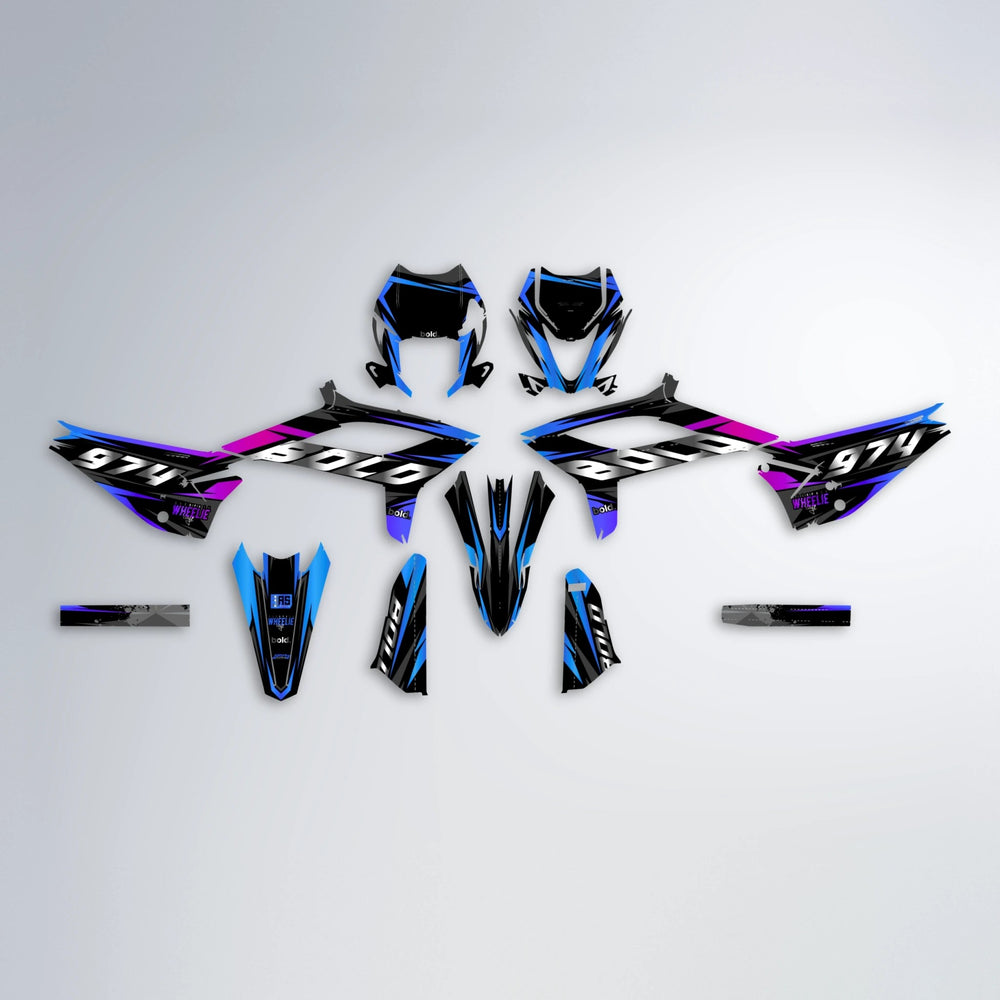 LUSIO Beta graphics kit parts layout in Blue Purple Fade