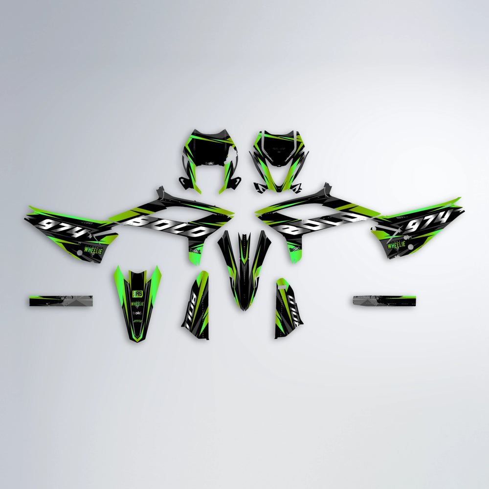 LUSIO Beta graphics kit parts layout in Green