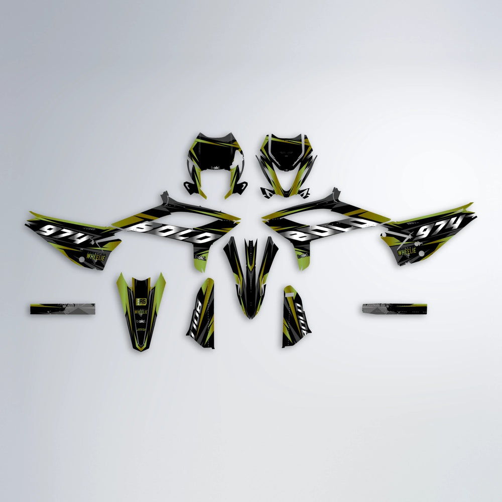 LUSIO Beta graphics kit parts layout in Olive