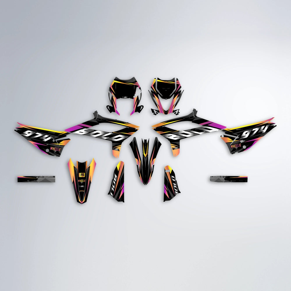 LUSIO Beta graphics kit parts layout in Pink & Yellow