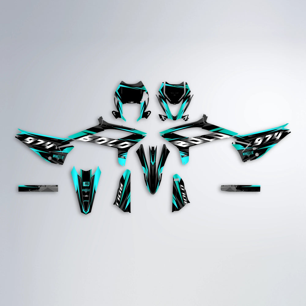 LUSIO Beta graphics kit parts layout in Teal