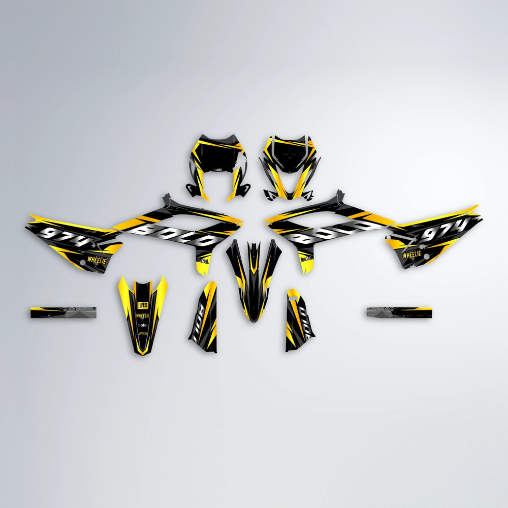 LUSIO Beta graphics kit parts layout in Yellow