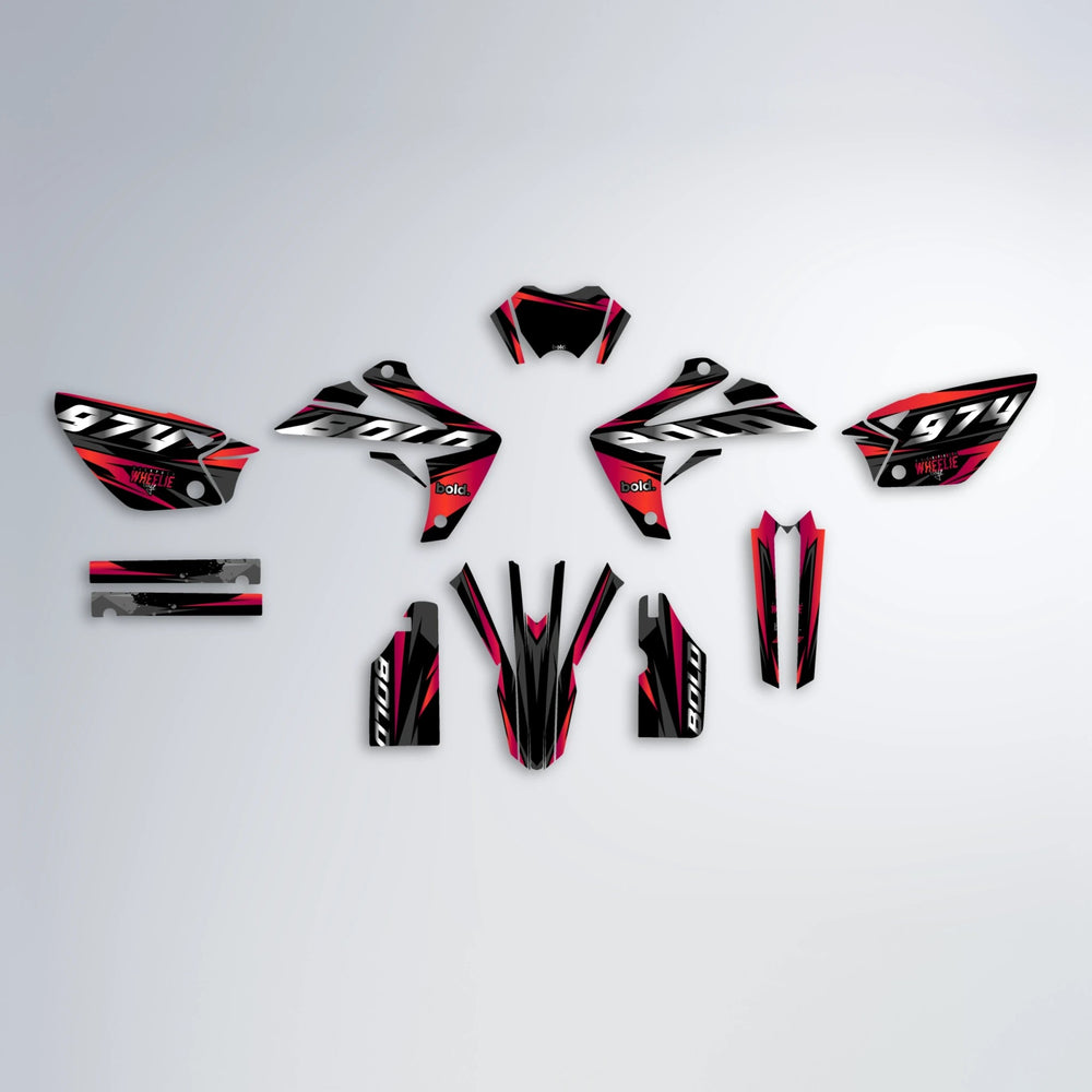 LUSIO Rieju MRT graphics kit parts layout in Red