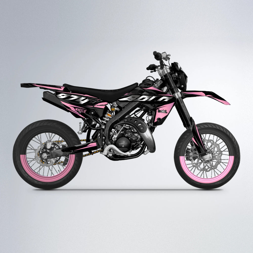 LUSIO Rieju MRT supermoto graphics kit in Sakura Pink