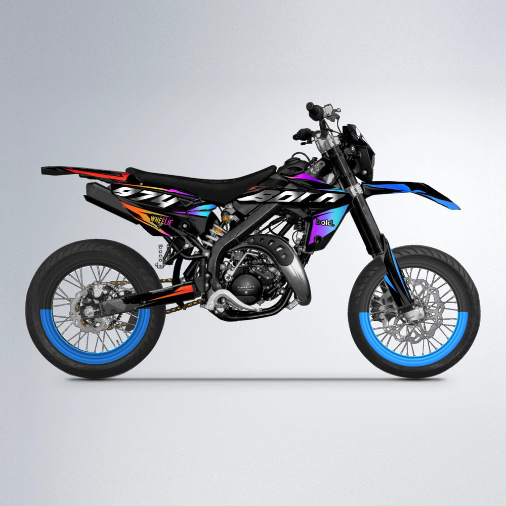 LUSIO Rieju MRT supermoto graphics kit in Sunset Fade