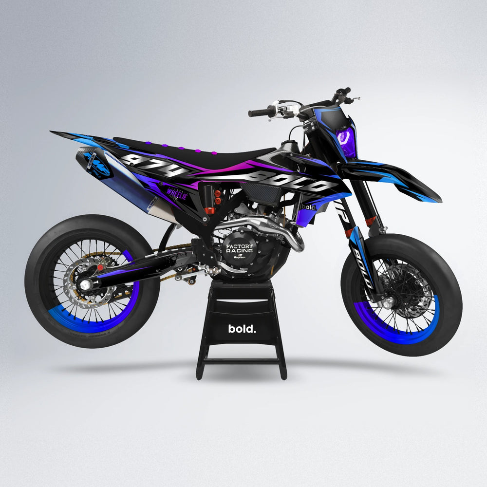 LUSIO supermoto graphics kit in Blue Purple Fade