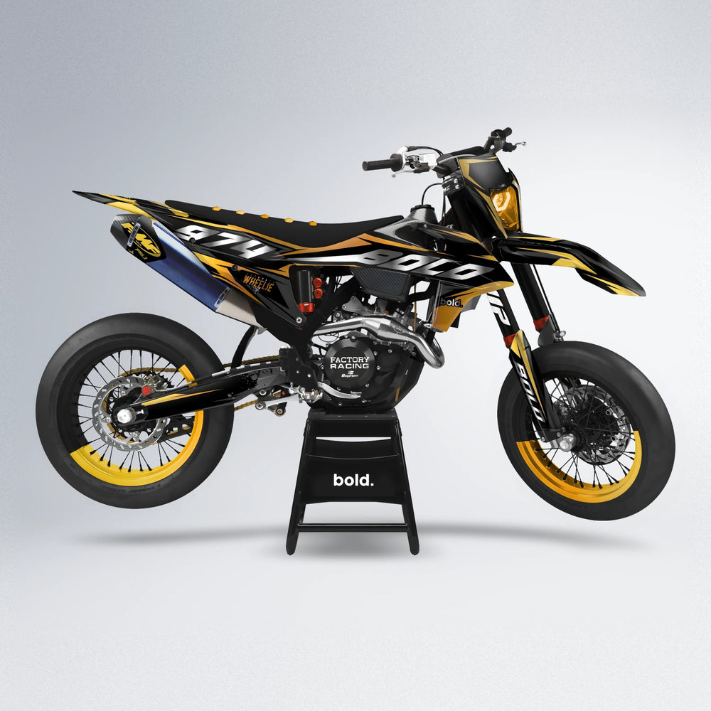 LUSIO supermoto graphics kit in Gold Chrome