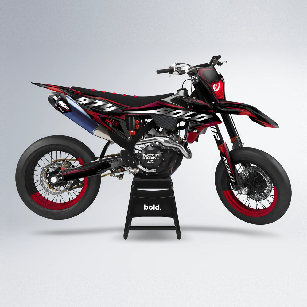 LUSIO supermoto graphics kit in Red Chrome