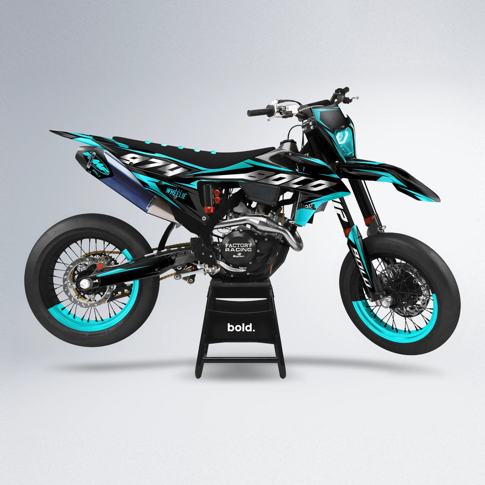 LUSIO supermoto graphics kit in Teal