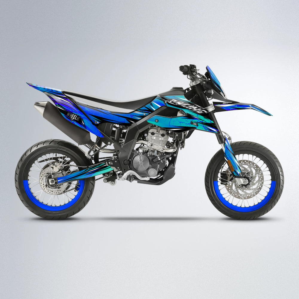 MADNESS Aprilia SX 125 supermoto graphics kit in Blue