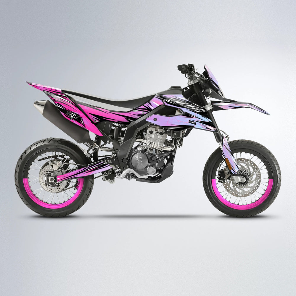 MADNESS Aprilia SX 125 supermoto graphics kit in Flamingo