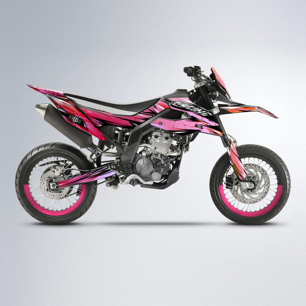 MADNESS Aprilia SX 125 supermoto graphics kit in Red & Orange