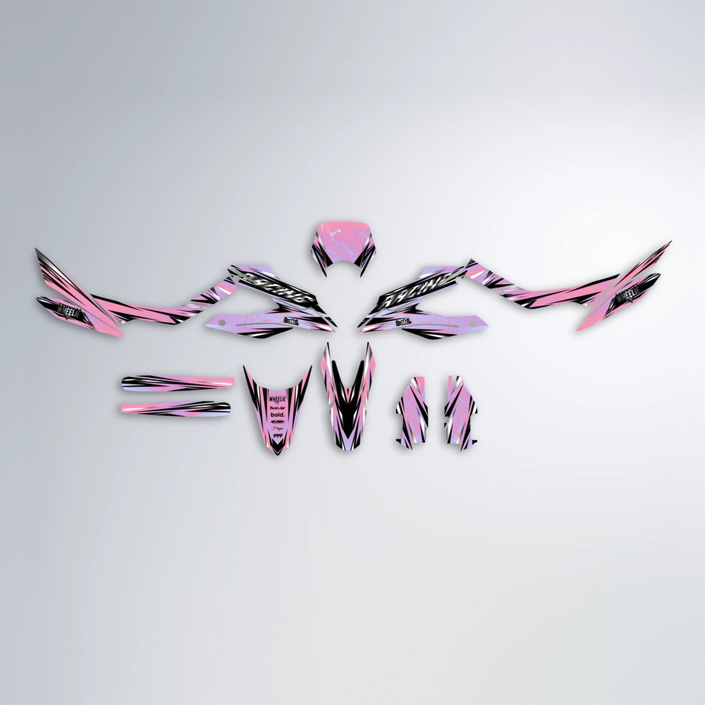 MADNESS Aprilia SX 125 graphics kit parts layout in Sakura Pink