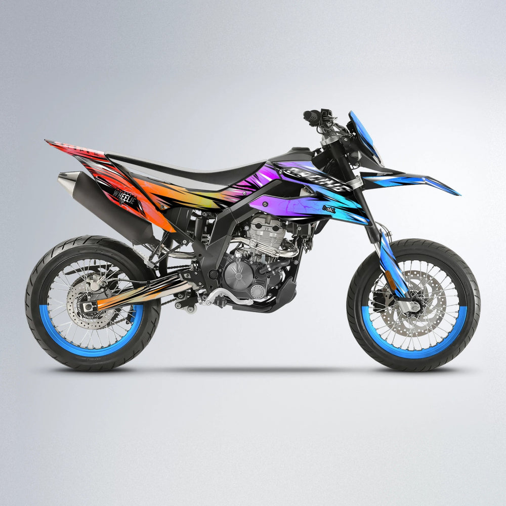 MADNESS Aprilia SX 125 supermoto graphics kit in Sunset Fade