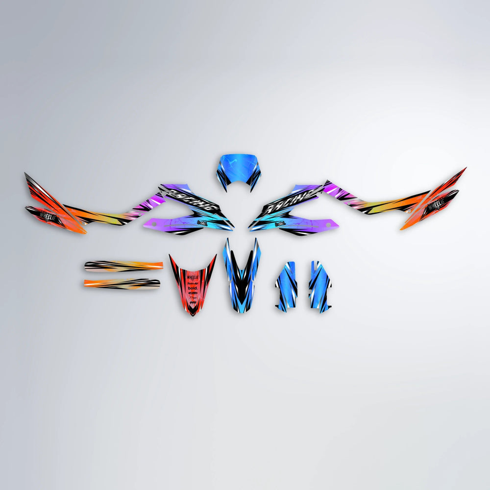 MADNESS Aprilia SX 125 graphics kit parts layout in Sunset Fade